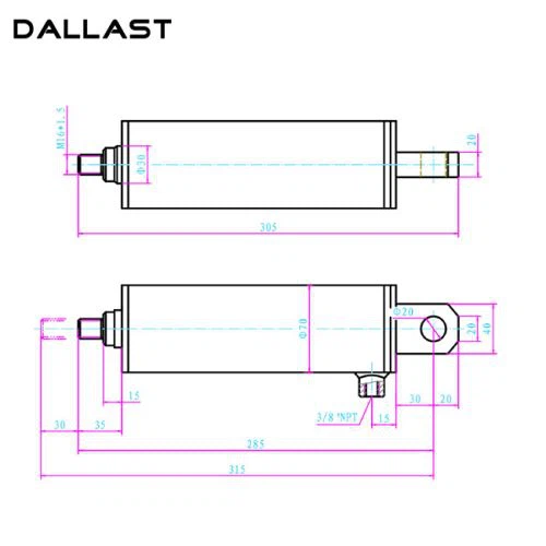Ενιαίος ενεργώντας υδραυλικός κύλινδρος με την επιστροφή άνοιξη